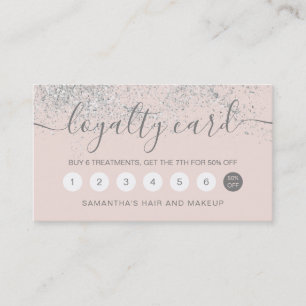 Makeup hair silver glitter pastel blush pink loyalty card