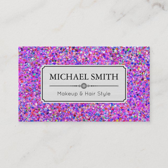 Makeup Hair Style Grit Glitter Multicolor Business Card (Front)