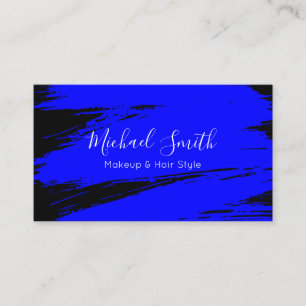 Makeup Hair Style Modern Blue Brush Stroke Business Card