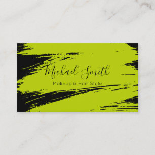 Makeup Hair Style Modern Lime Brush Stroke Business Card