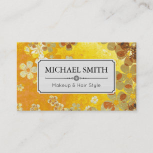 Makeup Hair Style Modern Retro Floral Pattern #11 Business Card
