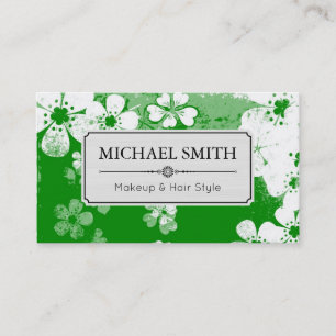 Makeup Hair Style Modern Retro Floral Pattern #4 Business Card