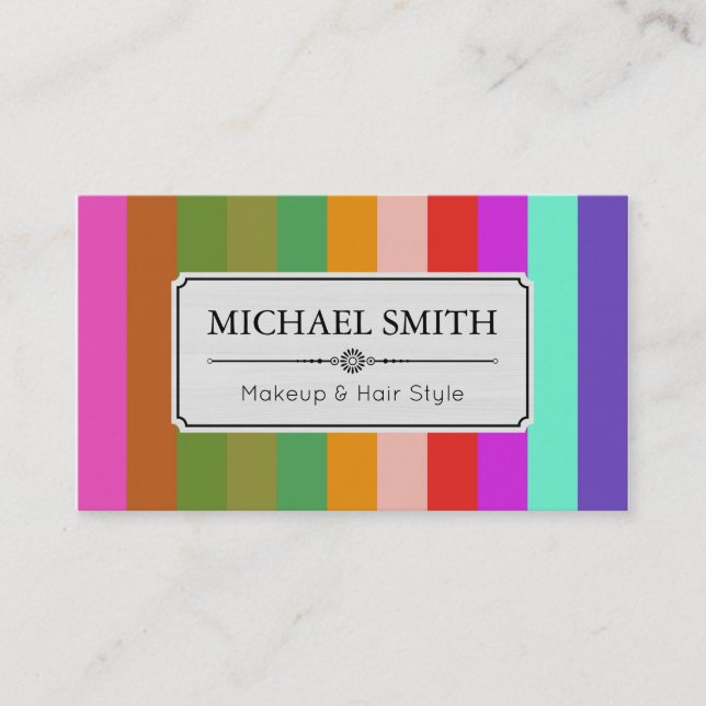 Makeup Hair Style Modern Retro Stripe Pattern #19 Business Card (Front)