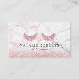 Makeup & Hair Stylist Rose Gold Glitter Marble Business Card
