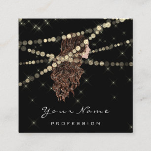 Makeup Hairdresser Lashes Mermaid Square Black Business Card