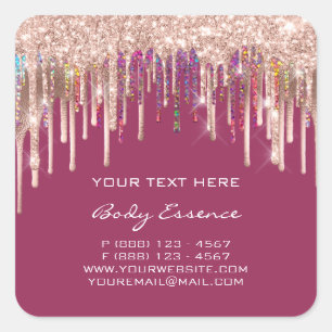 Makeup Holograph Drips Rose Product Berry Square Sticker