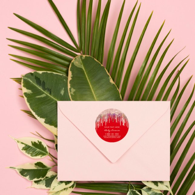 Makeup Holograph Drips Rose Red Holidays Classic Round Sticker (Makeup Holograph Drips Rose Red Holidays Classic Round Sticker)