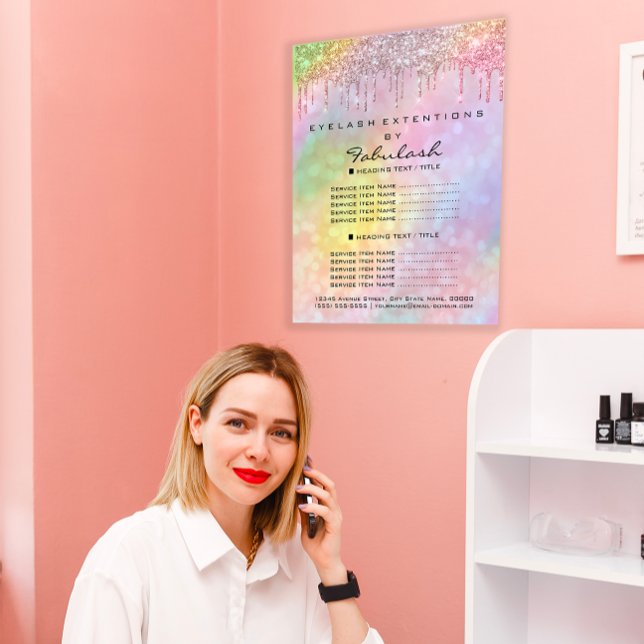 Makeup Holograph Salon Rose Price List Drips Flyer (Royal Baby Shower Feet Girl Boy Gold Green Invitation)
