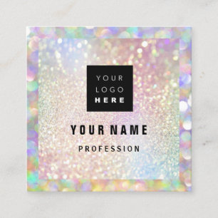 Makeup Holograph Unique Glitter  Eyeash Logo Square Business Card