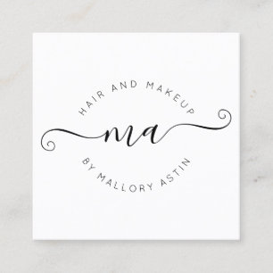Makeup initials logo modern black white minimalist square business card