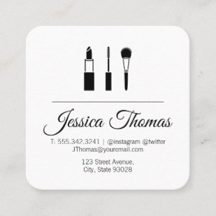 Makeup Kit (Black / White) Square Business Card