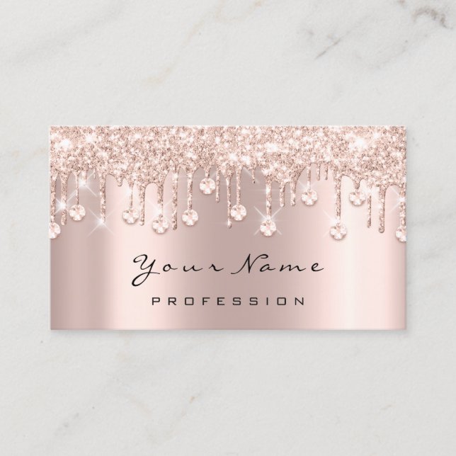 Makeup Lash Crystals Rose Drip Appointment Card (Front)