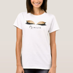 Makeup Lashes Gold Black Princess Name Custom T-Shirt