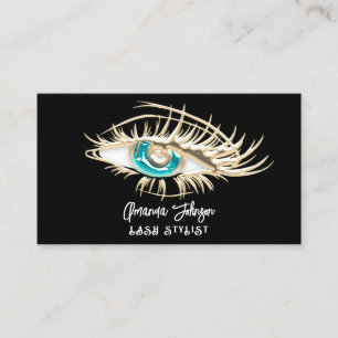 Makeup Logo Blue Black White Gold Eyelash Qr Code  Business Card