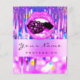 Makeup Logo Lip Holograph Drip Berry QRCODE LOGO Flyer