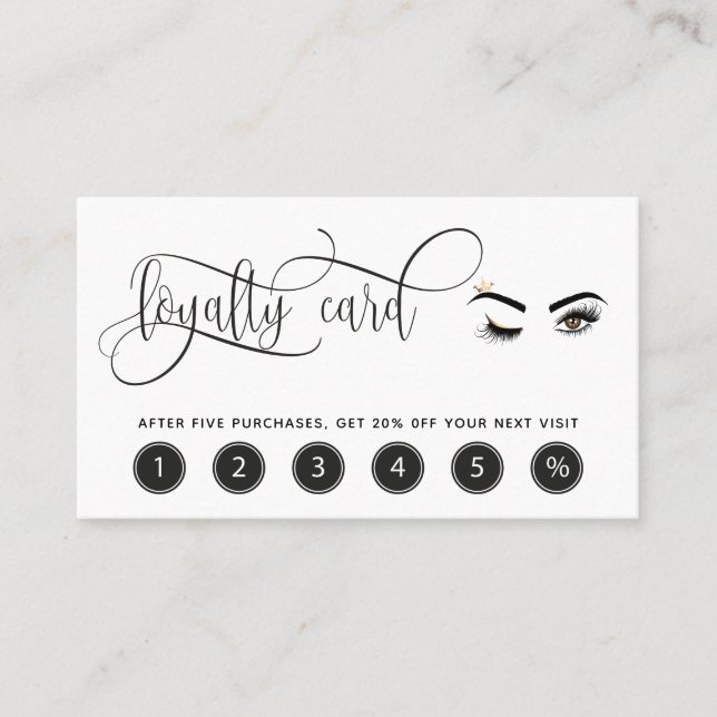 Makeup loyalty card wink eye lashes lash extension (Front)