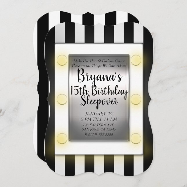 Makeup Mirror Beauty Makeover Teen Birthday Party Invitation (Front/Back)