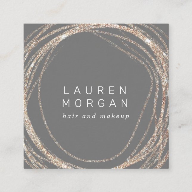 makeup modern faux gold swirl square Business Card (Front)