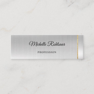 Makeup Modern Simple Silver Grey Metallic Foil Mini Business Card
