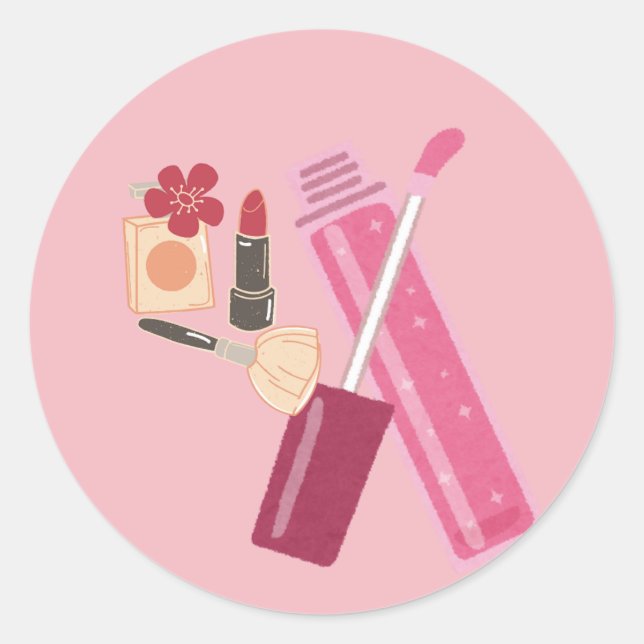 Makeup Mood On  Classic Round Sticker (Front)