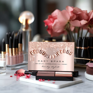 Makeup Nails Manicure Rose Gold Spark Confetti Business Card