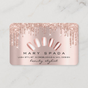 Makeup Nails Manicure Rose Spark Glitter Business Card