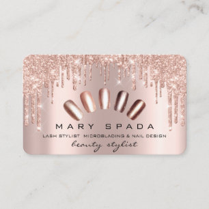 Makeup Nails Manicure Rose Spark Glitter Lux Business Card