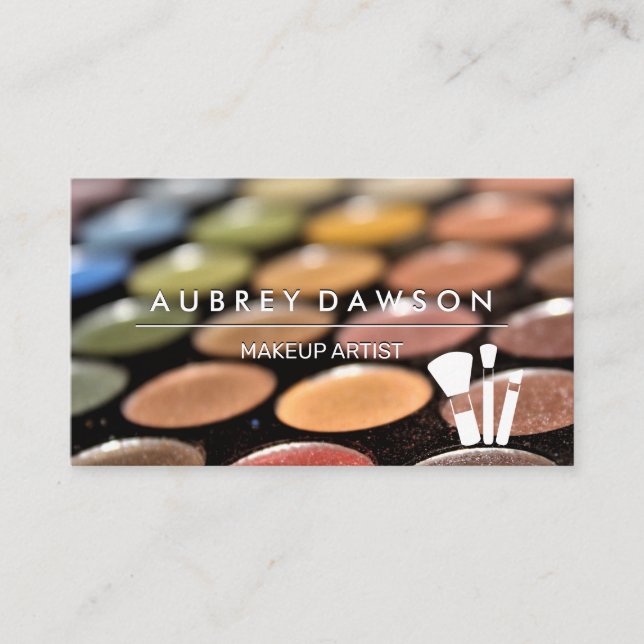 Makeup Palette  | Makeup Brush Icon Business Card (Front)