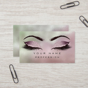 Makeup Pink Mint Green Glass Eyes Lashes Glitter L Business Card