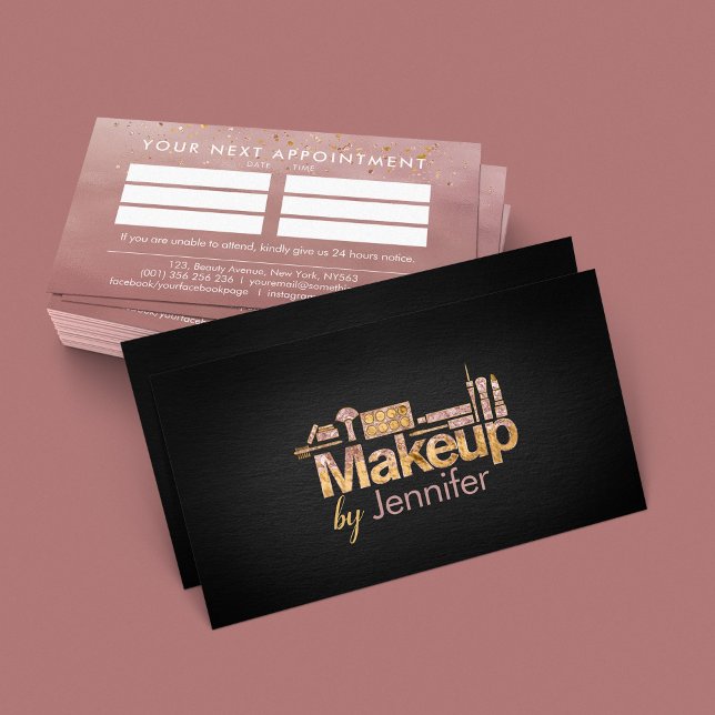 Makeup Rose Gold Appointment Business Card (Creator Uploaded)