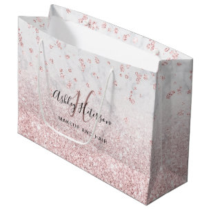 Makeup rose gold glitter marble sparkle confetti large gift bag