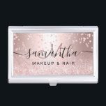 Makeup rose gold glitter metallic sparkle confetti business card holder<br><div class="desc">Makeup hair rose gold glitter metallic sparkle confetti  monogram logo branding</div>