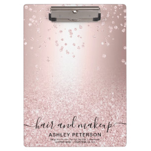 Makeup rose gold glitter metallic sparkle confetti clipboard