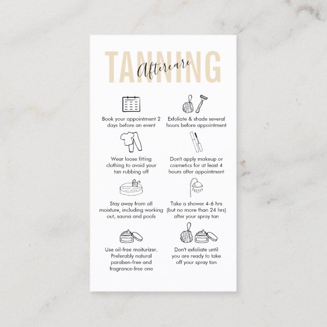 Makeup Salon Spray Tan Painting Aftercare Business Card (Back)