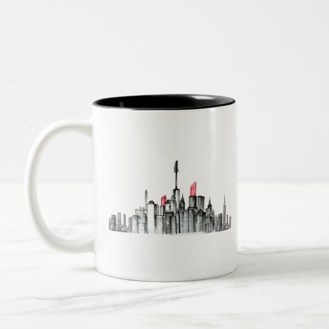 Makeup Sky Line Two-Tone Coffee Mug (Left)