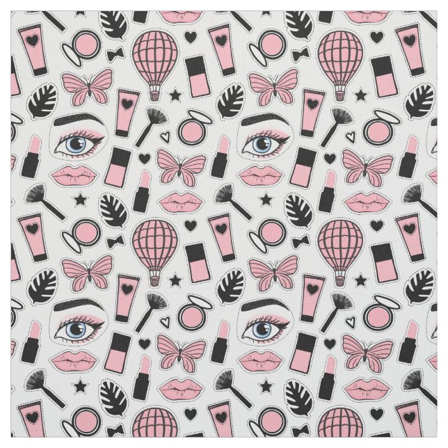 Makeup Sticker Pattern Fabric (Swatch)