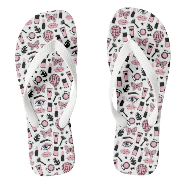 Makeup Sticker Pattern Jandals (Footbed)