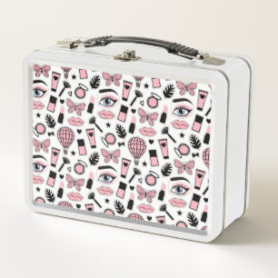 Makeup Sticker Pattern Metal Lunch Box