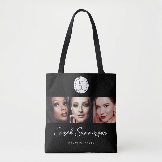 Makeup Studio Black White Logo 3 Photo Tote Bag (Front)