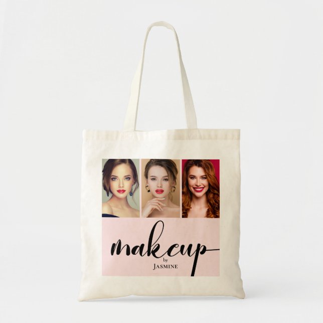 Makeup Studio QR Code Photo Collage Salon Tote Bag (Front)
