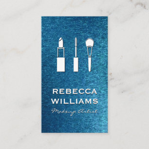 Makeup Tools Blue Textured Background Business Card