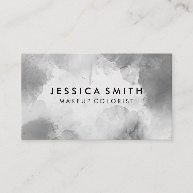 Makeup Watercolor Grey Business Card (Front)