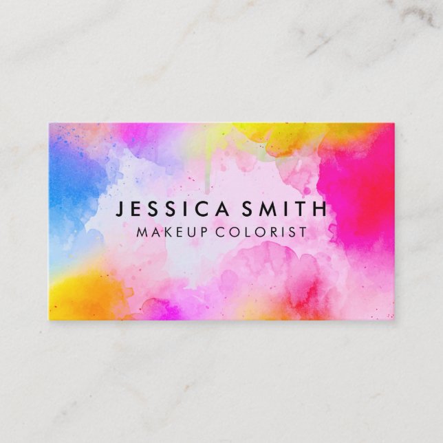 Makeup Watercolor Vibrant Business Card (Front)