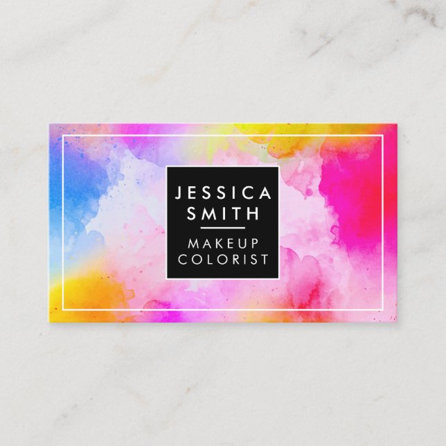 Makeup Watercolor Vibrant Business Card (Front)