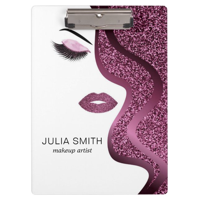 Makeup with burgundy glitter effect clipboard (Front)