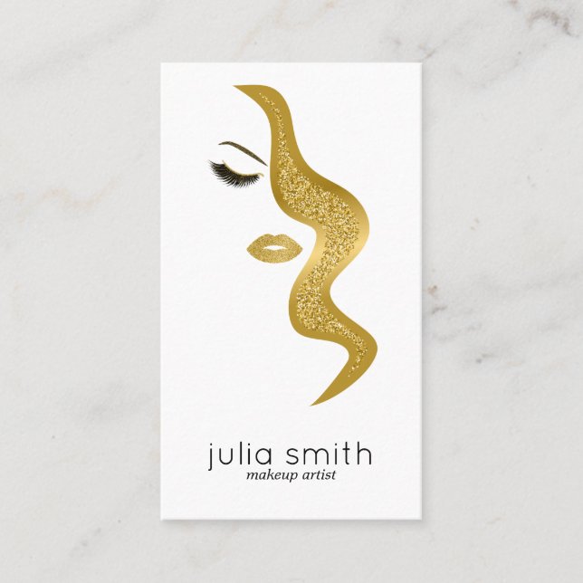 Makeup with glitter effect business card (Front)