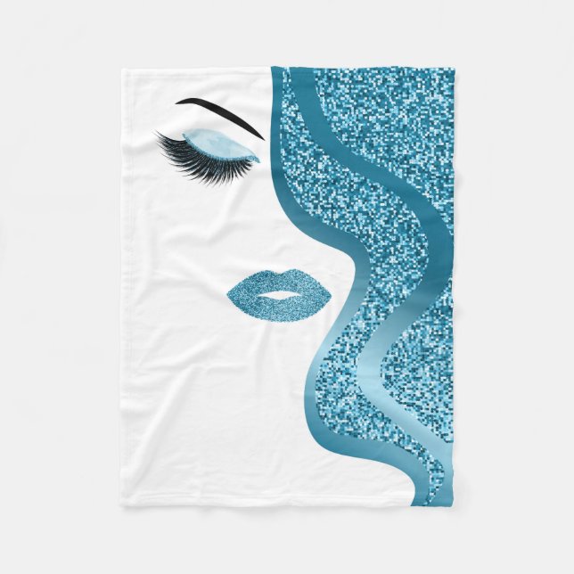 Makeup with glitter effect fleece blanket (Front)
