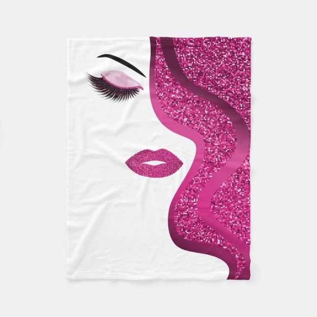 Makeup with glitter effect fleece blanket (Front)