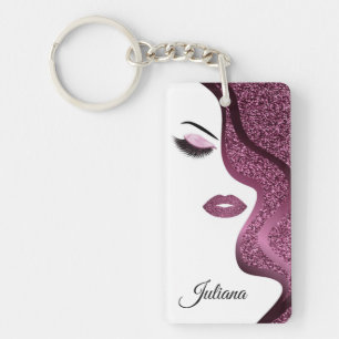 Makeup with glitter effect key ring