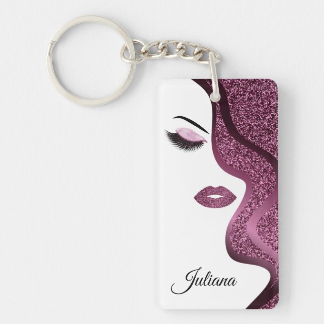 Makeup with glitter effect key ring (Front)